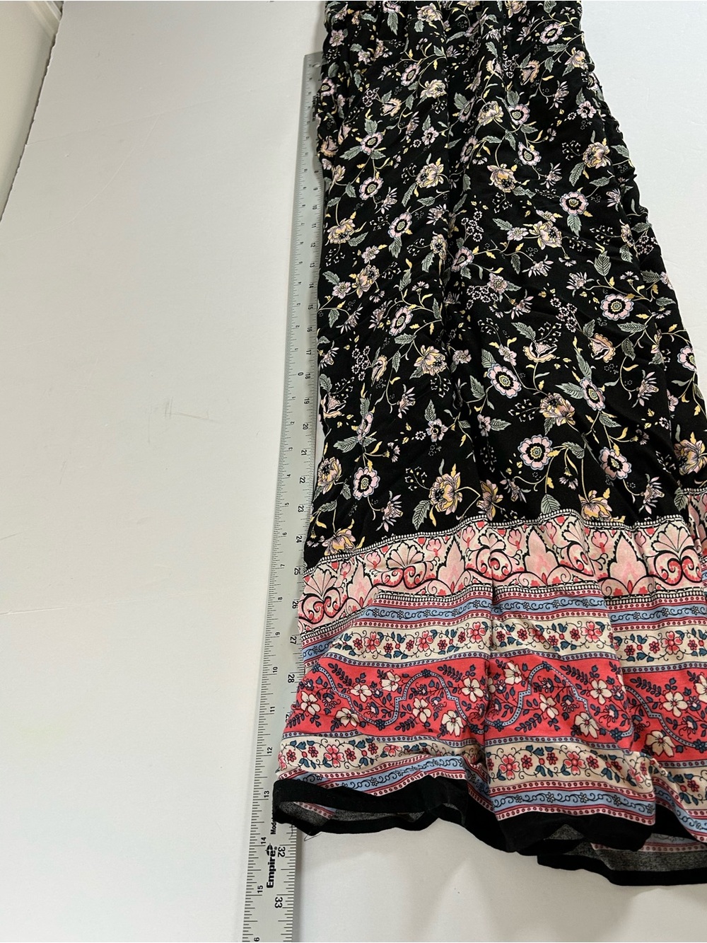 BloomChic Black Floral Print Maxi Dress with Pale Yellow & Soft Pink Blooms - Picture 9 of 9